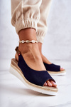 Dámske klinové sandále Veľká hviezda JJ276046 Navy Blue