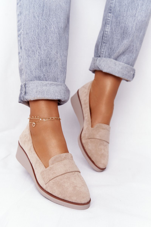 Elegantní Klínové Polobotky Vinceza 10599 Semišové Béžové