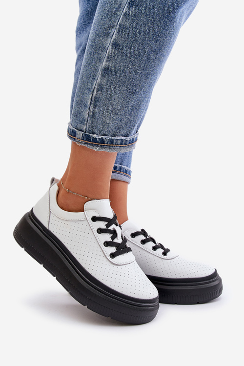 Dámske Športové Topánky Na Platforme Prírodná Koža Biely 41470 Vinceza