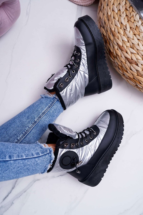 Dámské Sněhule Zateplené Kožešinou Stříbrné Fahrenheit