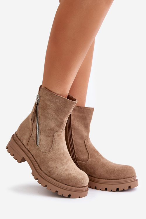 Semišové topánky s výrezmi Bege Clarissa