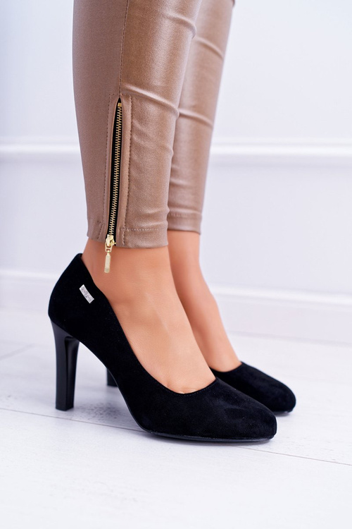 Dámske čierne pumpy na semišovom poste Sergio Leone Campbell