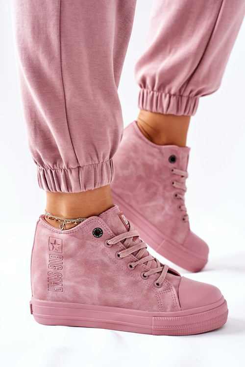 Kožené Klínové Tenisky Sneakers Big Star II274092 Růžové