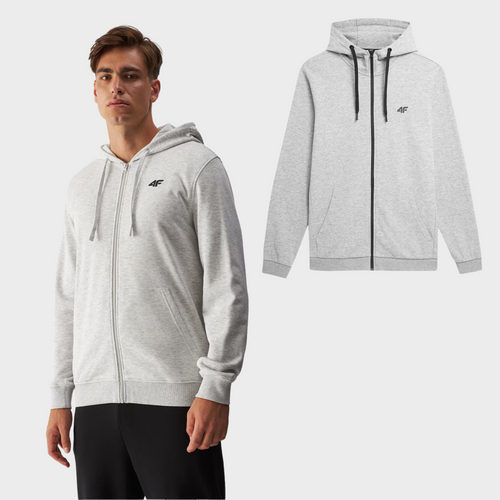 Pánská Mikina Na Zip S Kapucí Šedá 4FWMM00TSWSM1466-27M