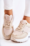 Dámské sportovní boty na klínu lesklé béžové Activity