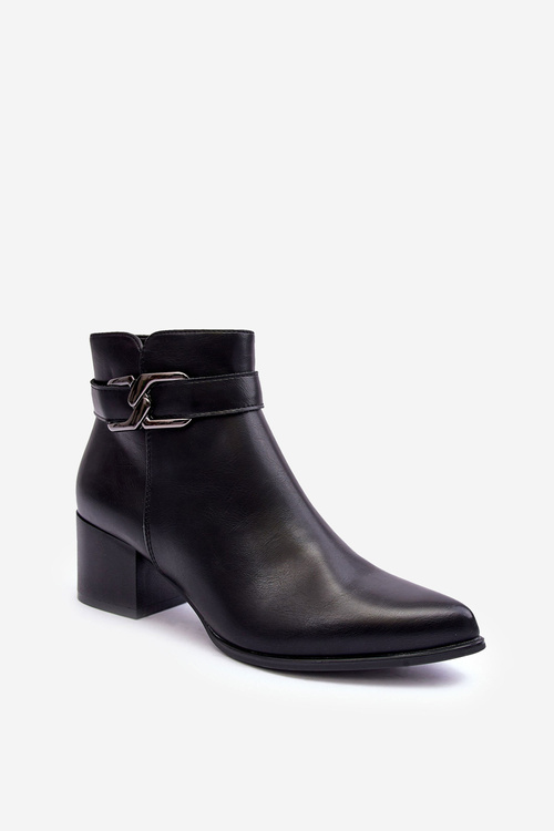 Dámské Boty Na Podpatku S Ozdobou Černá Janeya