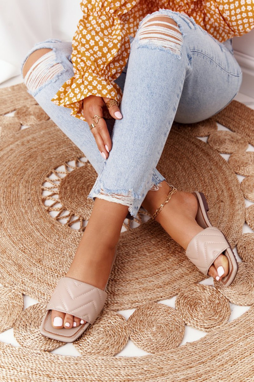 Kožené Pantofle S Prošíváním S.Barski 331-42 Cappuccino