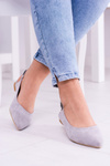 Lu Boo Gray Suede Ballerinas v Macron Spitz