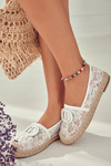 Dámské krajkové espadrilky s ozdobou Bíle Summer Dream