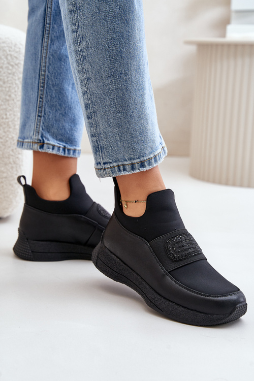 Sportovní Boty Na Platformě Kožené Černé Artiker 55C0035