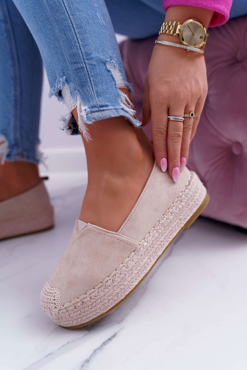 Dámské Espadrilky Slip On Semišové Béžové Varles