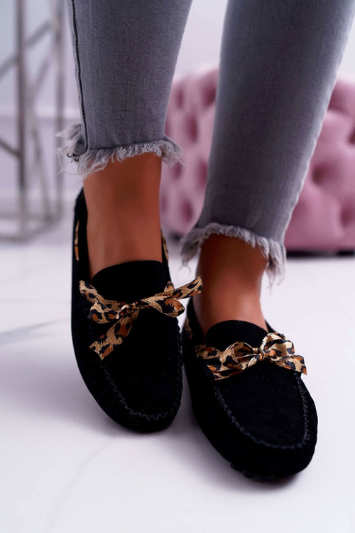 Dámske mokasíny lu boo pohodlné čierne plmy