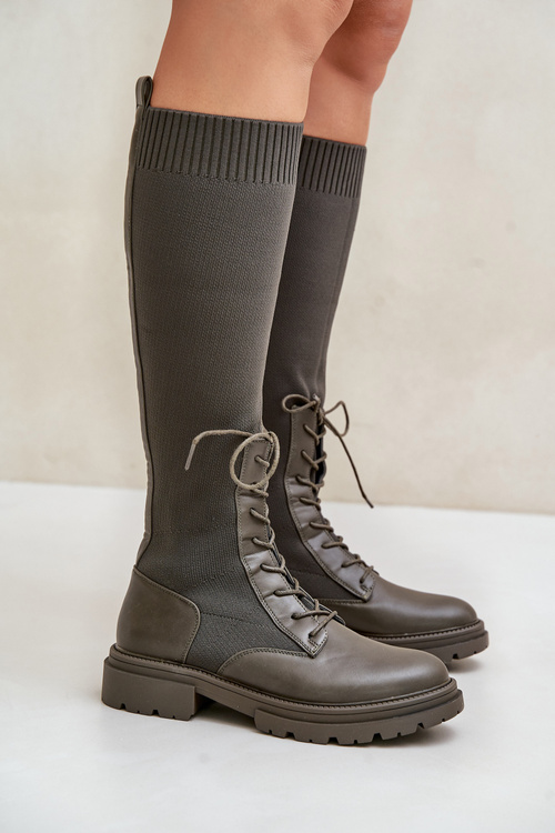 Skladané čižmy so sokovou špičkou Tmavozelené Iranel