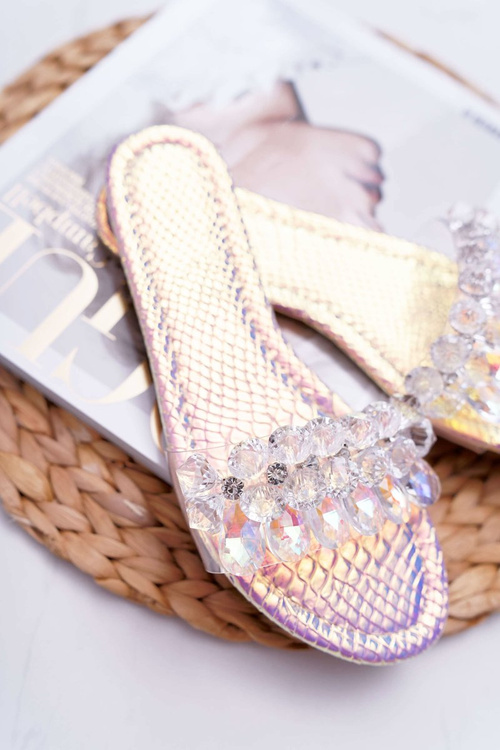 Dámské Nazouváky se Zirkony Lu Boo Benzínová Růžová Barva Mediana