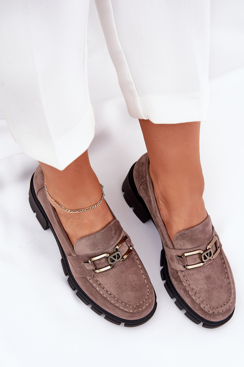 Ekokožené Polobotky Dámské S Ozdobou Ciemnobeżowe Vinceza 39921