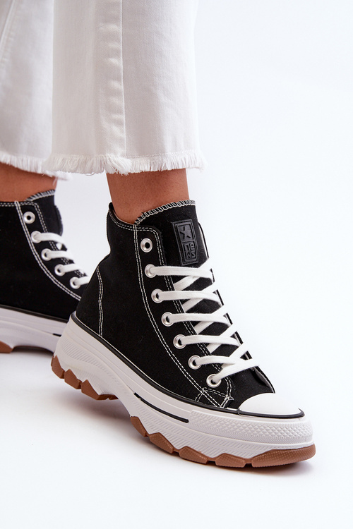 Vysoké Dámské Tenisky na Platformě Černé Valvia