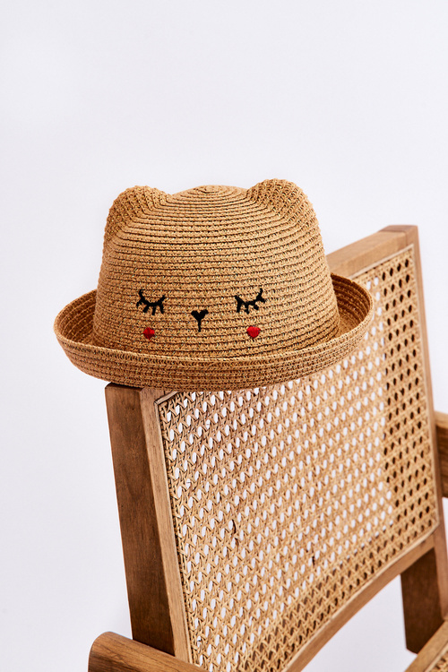 Dětský klobouk s medvídkem béžový