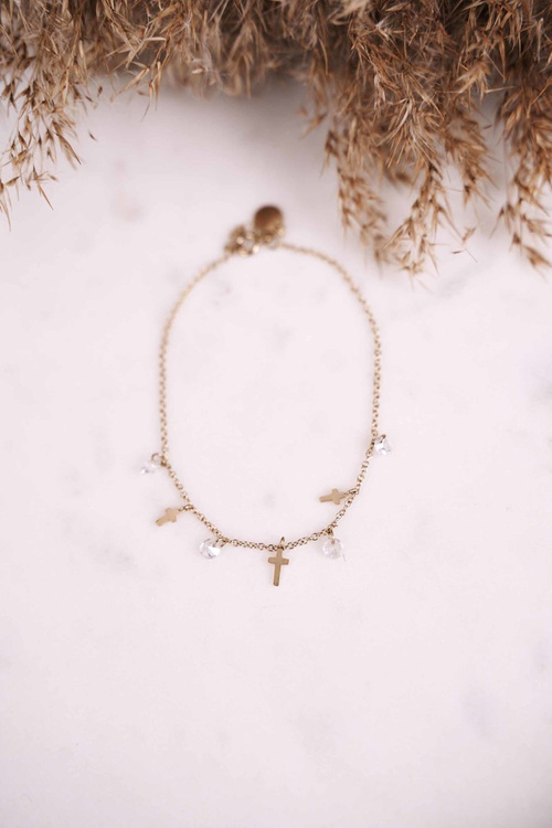 Celebrity Bracelet kríže a zlaté jemné kamienky