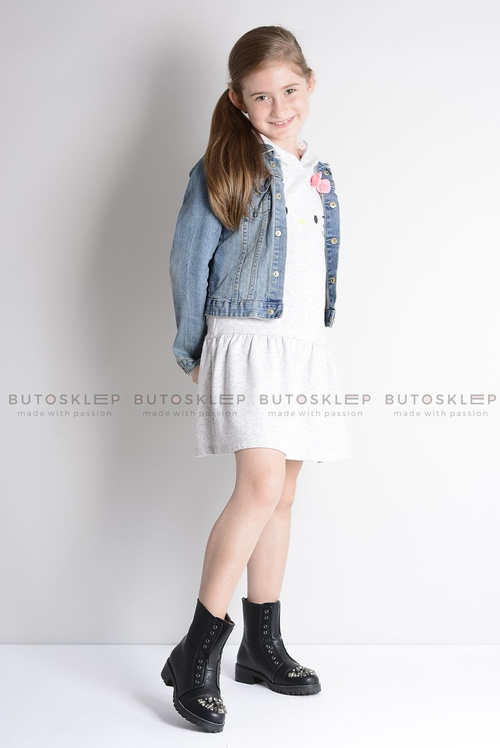 Lu Boo Black Detské členkové topánky so zirkónmi PU Littlecarrie