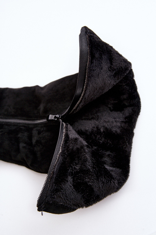 Dámské semišové kozačky na platformě SBarski HY53-8 Černé