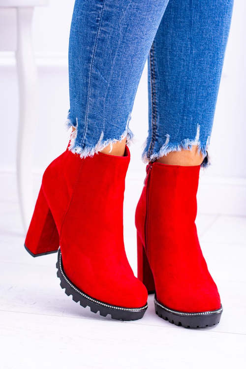 Červené SEMIŠOVÉ KOTNÍKOVÉ BOTY Guriela