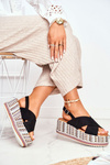 Dámske sandále na klinii Espadrilu Black Sandy