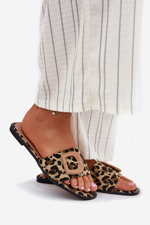 Plné Dámské Pantofle S Ozdobnou Přezkou Leopard Clariola