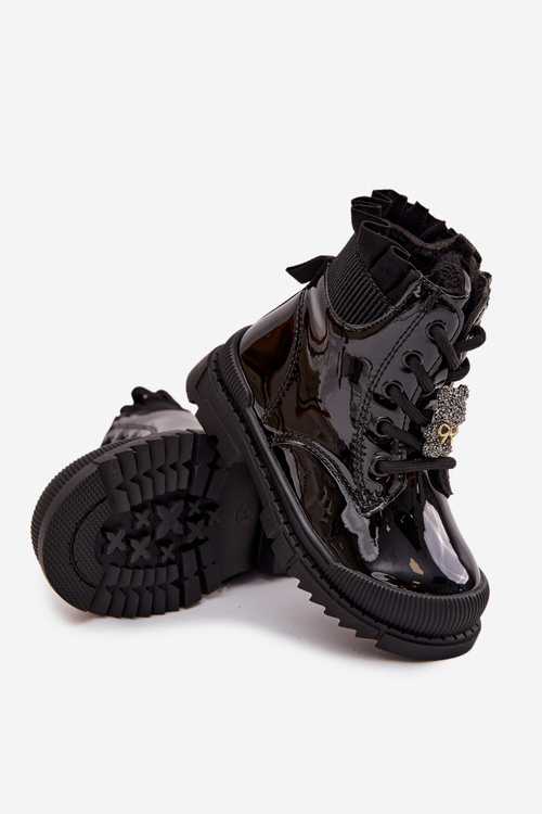 Dětské lakované botky na zip černé Felori