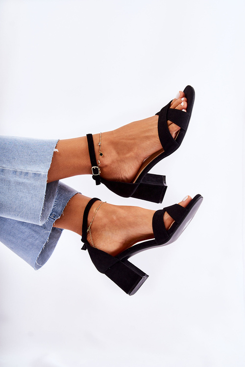 Klasické dámské sandály na podpatku černá Ester