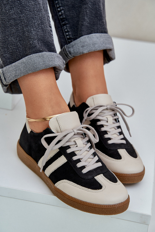 Zazoo N1068 Kožené Nízke Tenisky Dámske Čierne