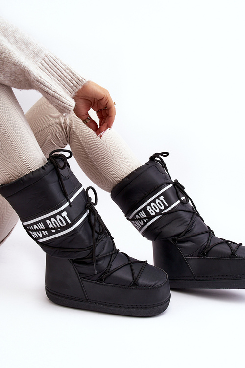 Dámske vysoké snehové topánky čierna venila