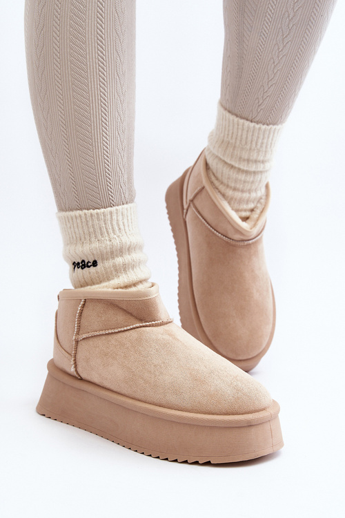 Dámské Sněhule Na Hrubé Podrážce Beige Caliksa