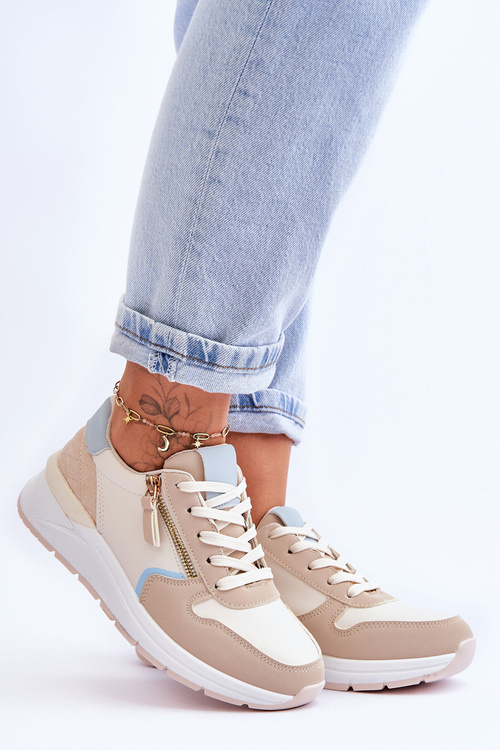 Dámske športové topánky s larisou béžovou zipsom