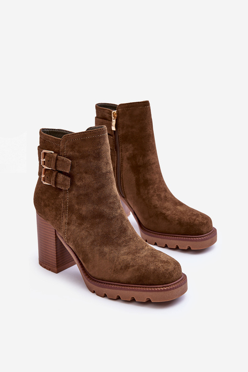 Suede Boty Na Podpatku Olive Makeline