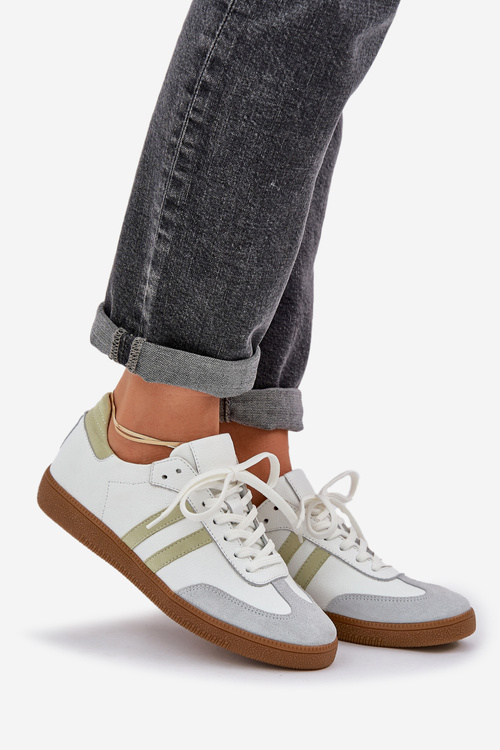 Zazoo N1068 Kožené Nízké Tenisky Dámské Bílé