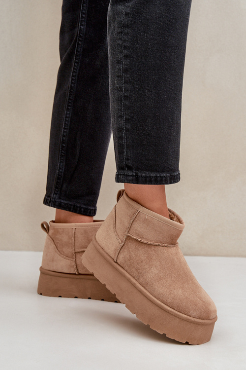 Dámske Snehové Topánky Na Platforme Tmavo Béžové Ninala