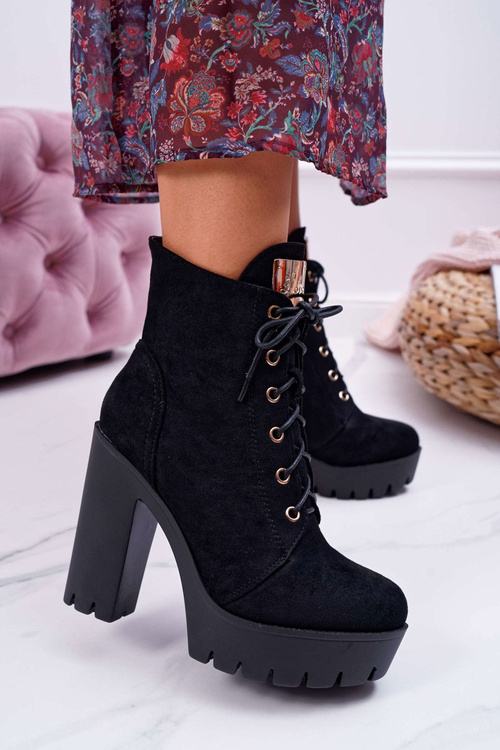 Dámské černé vysoké kotníkové boty semišové Grunge Midow
