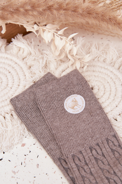 Dlhé vlnnené dámske ponožky sivé