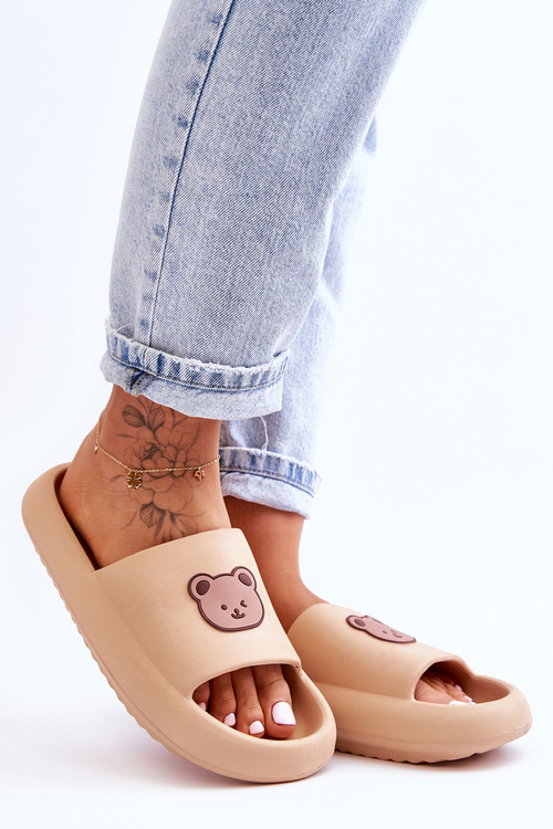 Ľahké dámske penové žabky s béžovou medveďom