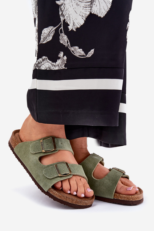 Dámske Semišové Sandále S Prackami Big Star RR274A393 Zelené