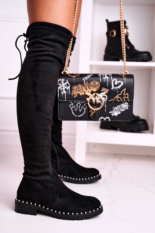 Dámské Kozačky Přes Koleno Semišové černé Isabel