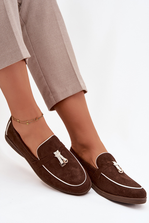 Mokasyny Loafersy Damské Z Eko Zamszu Čokoládové Darwen