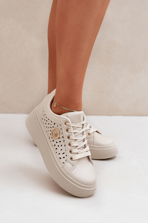 Dierované tenisky so zlatým detailom béžové Cassildi