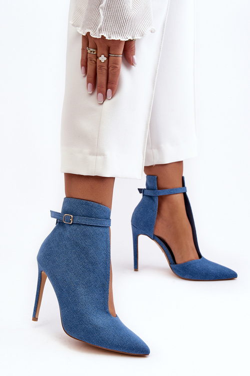 Ženské džínsové topánky na päte Blue Amalundi