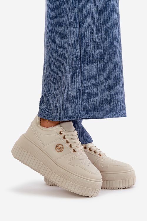 Sneakersy Sportovní Boty Dámské Zateplené Na Masivní Podešvi Béžové Verissha