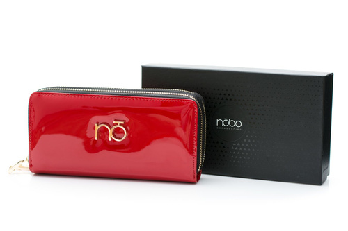 Duży Damski Czerwony Lakierowany Portfel Nobo
