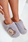 Dámské chlupaté pantofle s medvědem šedé Fiorinella