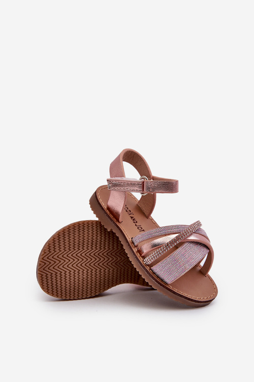 Lesklé Dětské Sandálky Na Suchý Zip Růžové Delphina