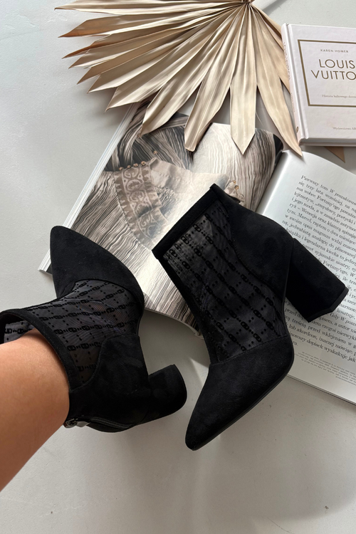 Damské kotníkové boty na podpatku sítě D A LZ52 944 černé