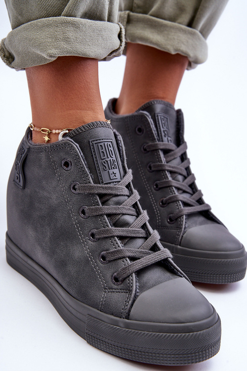 Dámske kožené tenisky na veľkej hviezde MM274005 Gray Wedge